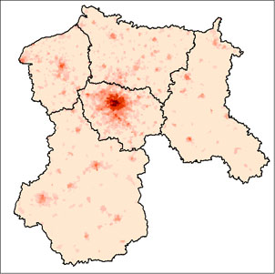Densit&eacute;s d'habitants la nuit